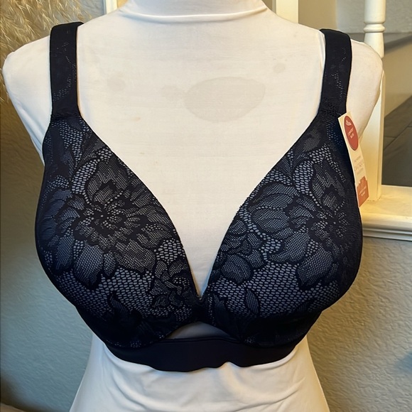 NWT CACIQUE Navy Blue MODERN LACE Lightly Lined T-SHIRT Underwire BRA 42DD - Picture 3 of 7